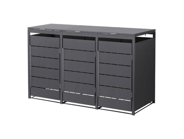 Ml-Design Mülltonnenbox 3er 240L 196x80x120 cm Anthrazit aus Stahl wetterfest, Metall, Rechteckig, 80x120x196 cm, Gartenzubehör, Mülltonnenbox