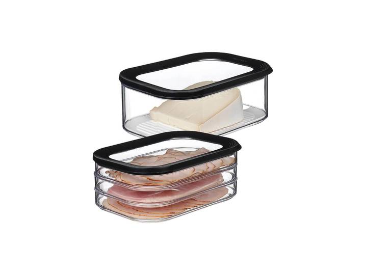Frischhaltedose MEPAL Frischhaltedosen Wurst und Käse Modula 2er Set , schwarz, B:2cm H:2cm L:2cm, Kunststoff, Lebensmittelaufbewahrungsbehälter, Frischhaltedose