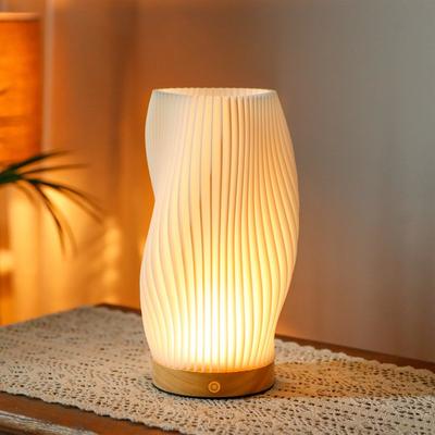 Value Selection 3D Printed Touch Table Lamp With Dimmable Light And Wood Base 3D Printed Touch Table Lamp With Dimmable Light And Wood Base