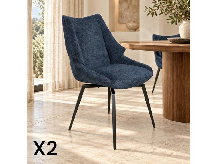 Chaise design en tissu (lot de 2) IENA - Bleu