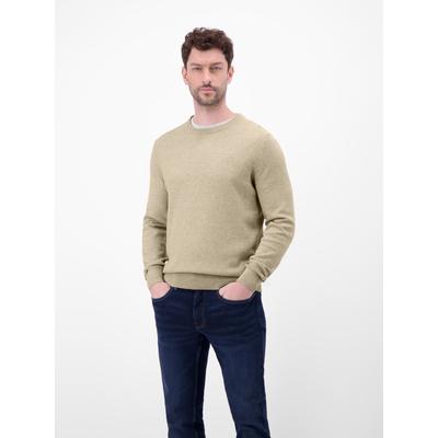 Strickpullover LERROS "Herren Strickpullover in Twist-Struktur", Herren, Gr. 3XL, beige (tender beige melange), 100% Baumwolle, Rundhals, Pullover Strickpullover, Rundhalsausschnitt, weicher Stoff, langärmlig, normale Passform