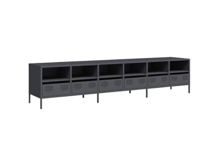 Roanoer TV-Schrank Anthrazit 202x39x43,5 cm Lowboard aus Metall Grosszügiger Stauraum mit 6 Schubladen und 6 Fächern für Ordnung im Wohnzimmer oder Schlafzimmer.