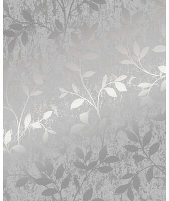 Superfresco Easy Superfresco Milan Trail Silver and Grey Leaf Pattern Wallpaper
