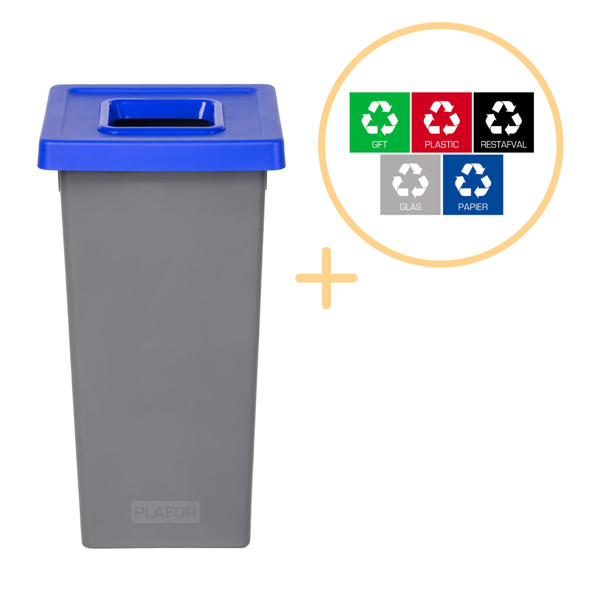 Northix Plafor Fit Prullenbak 75l Recycling Blauw