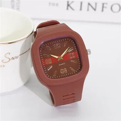 Fusion Finds Elegant Women's Square Watch With Silicone Strap Waterproof Quartz Fashion Wristwatch coffee