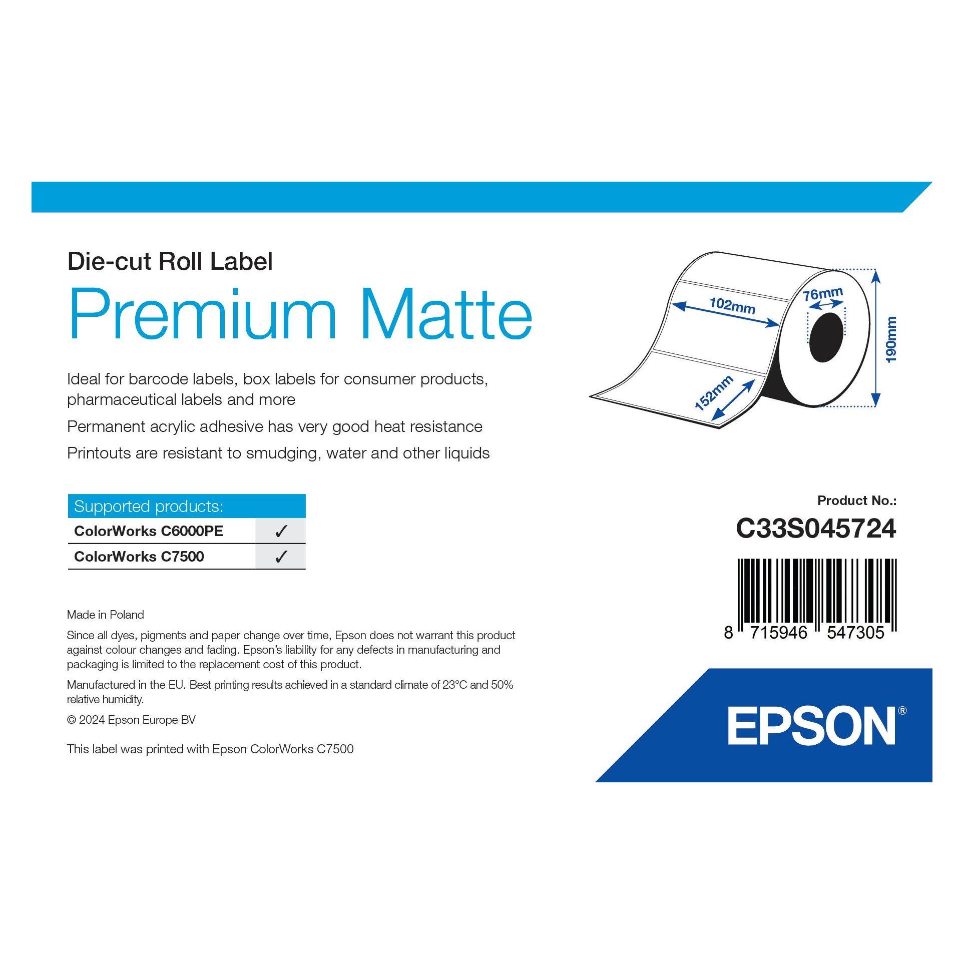 Epson Premium Matte Label (102 mm) (C33S045724)