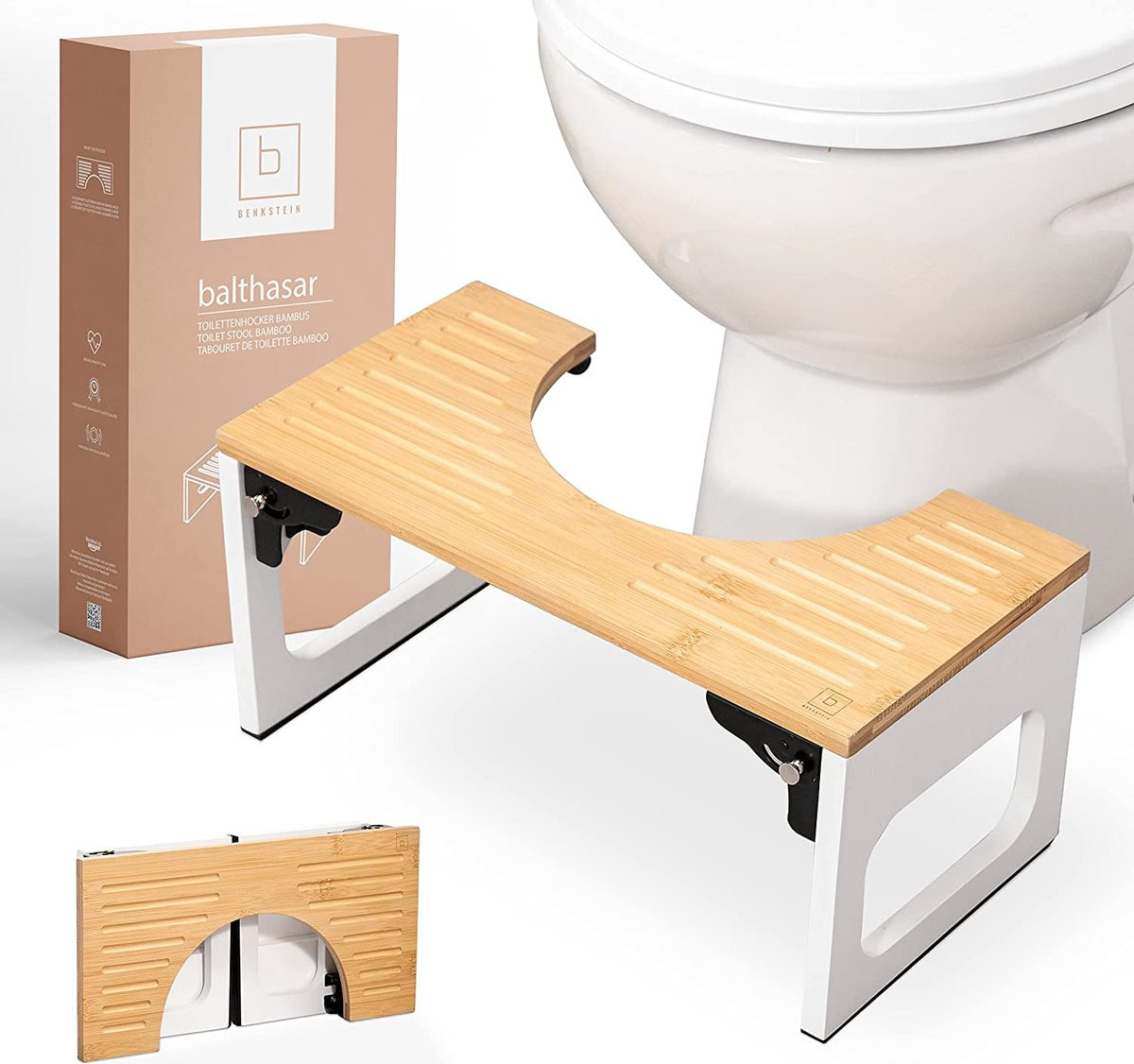 Benkstein Toiletkruk voor volwassenen van bamboe