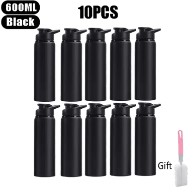 Inspire Picks 600ml Stainless Steel Sports Water Bottle Leak Proof Durable Outdoor Flask black 10pcs