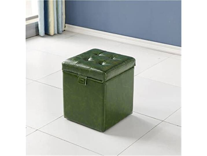 JXXUIRUIEEN Aufbewahrungshocker, Lederhocker, Schuhwechselhocker für Flur, Zimmer,(Grün)