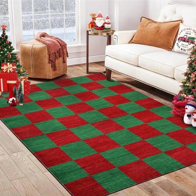 Garvee Machine Washable Christmas Checkerboard Area Rug