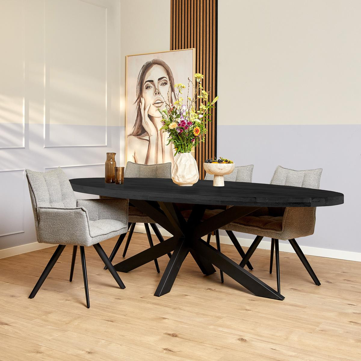 StarFurn Eettafel Denver Ovaal Zwart 240 cm