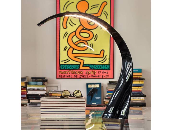 LED-bureaulamp Taj Mini, zwart, Woon-/ Eetkamer, Kunststof, Design, LED bureaulamp