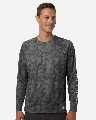 HUK H12L0017 Men's Lopro Running Lakes Long Sleeve T-Shirt in Volcanic Ash size Large   Polyester