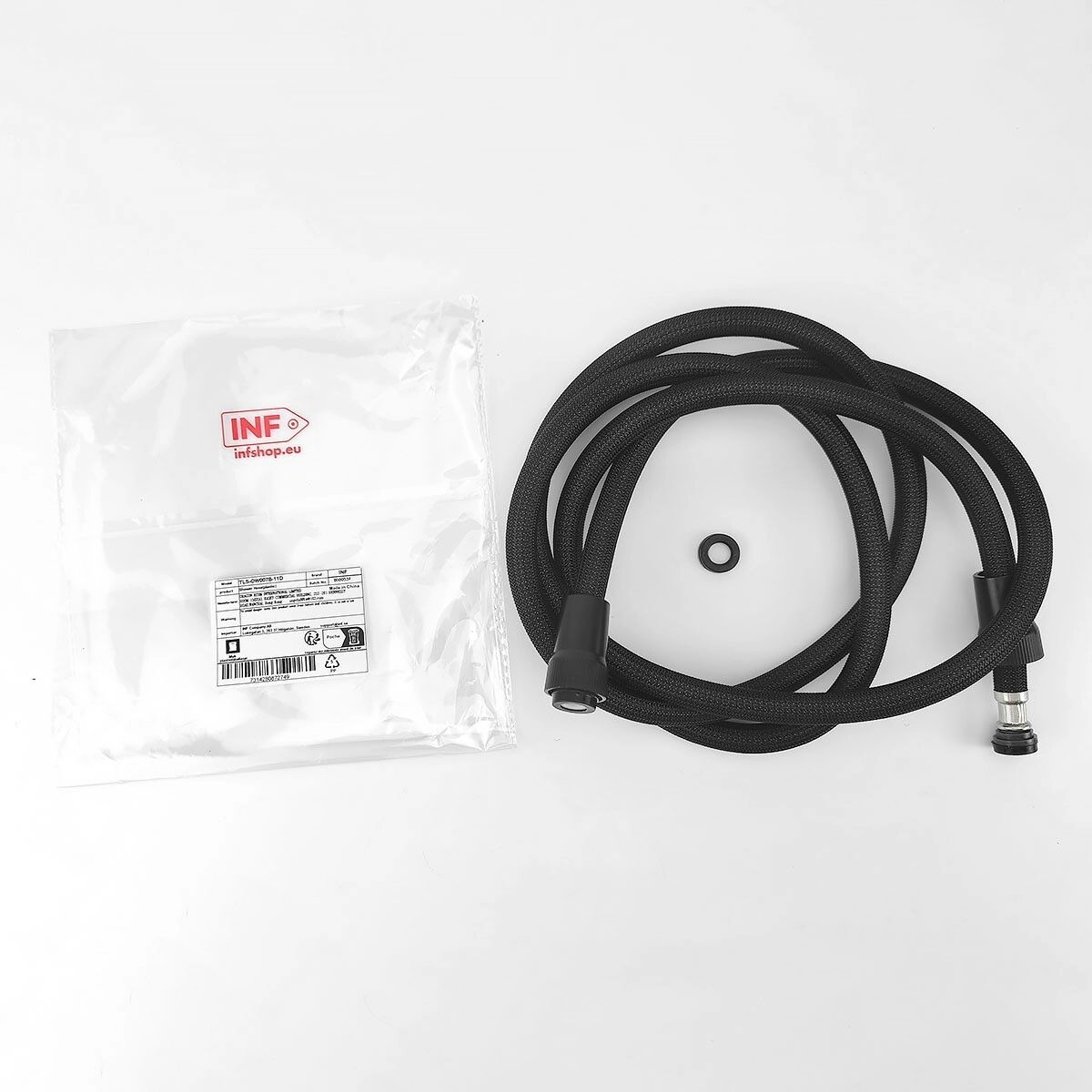 INF 2 Meter Schwarzer Nylon Anti-Explosions-Duschschlauch mit PP-Kappe