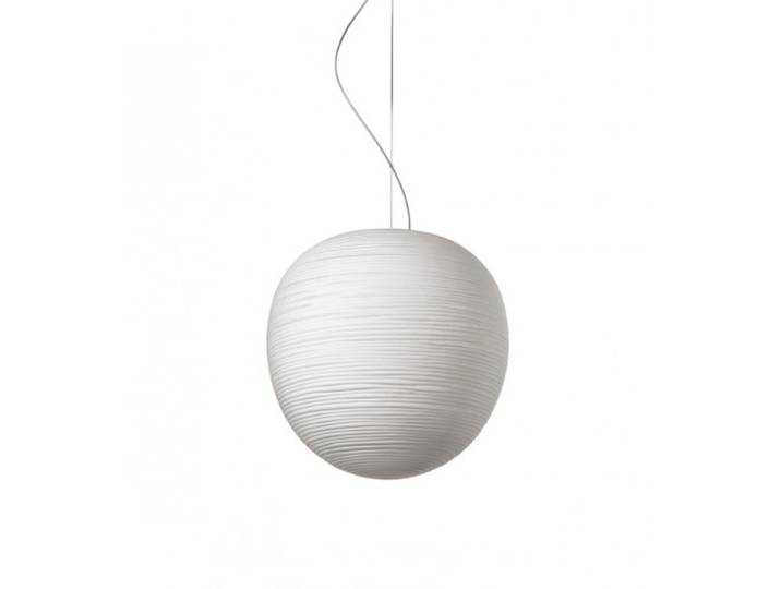 FOSCARINI lampe à suspension RITUALS XL (Blanc - Verre soufflé satiné gravé et métal verni)