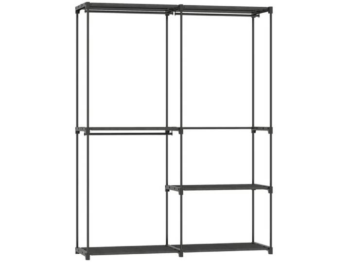 Portant de vêtements portable - Noir - 142x43x185 cm - Grande capacité - Structure en métal - Étagères en tissu