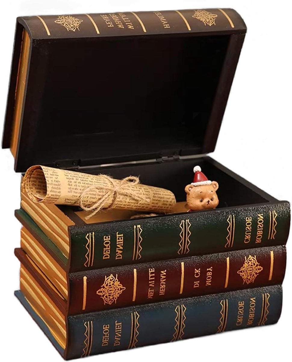 Nep Boek Opbergdoos - Decoratief Vintage Boek voor Bureau Organisatie - Kunstleer