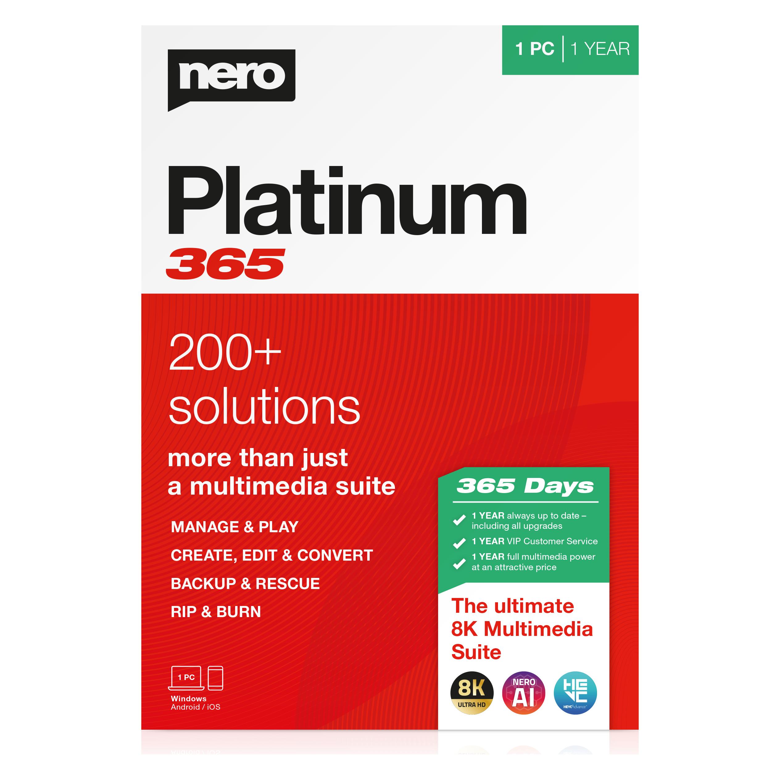 Nero Platinum 365 (1 User, 12 Monate) (EMEA-12220035/1444)