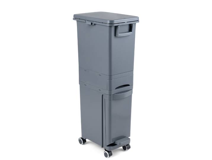 Multifunctionele Afvalbak Keukenafvalbak Plastic Pedaalemmer-Grijs