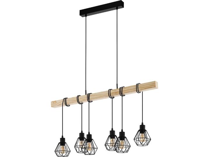 EGLO TOWNSHEND 5\, Noir\, Marron\, Acier\, Bois\, Polyvalent\, IP20\, Classe I\, Douille E27