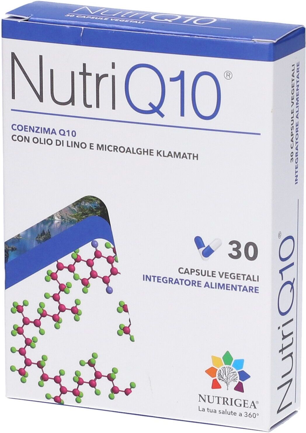 NUTRIGEA Srl NutriQ10 30 Capsule Vegetali – Integratore con Coenzima Q10, Klamath e Olio di Lino