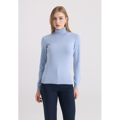 Rollkragenpullover FELIX HARDY "Rollkragenpullover", Damen, Gr. L, blau, 100% Baumwolle, hoch geschlossener Ausschnitt, Pullover Rollkragenpullover