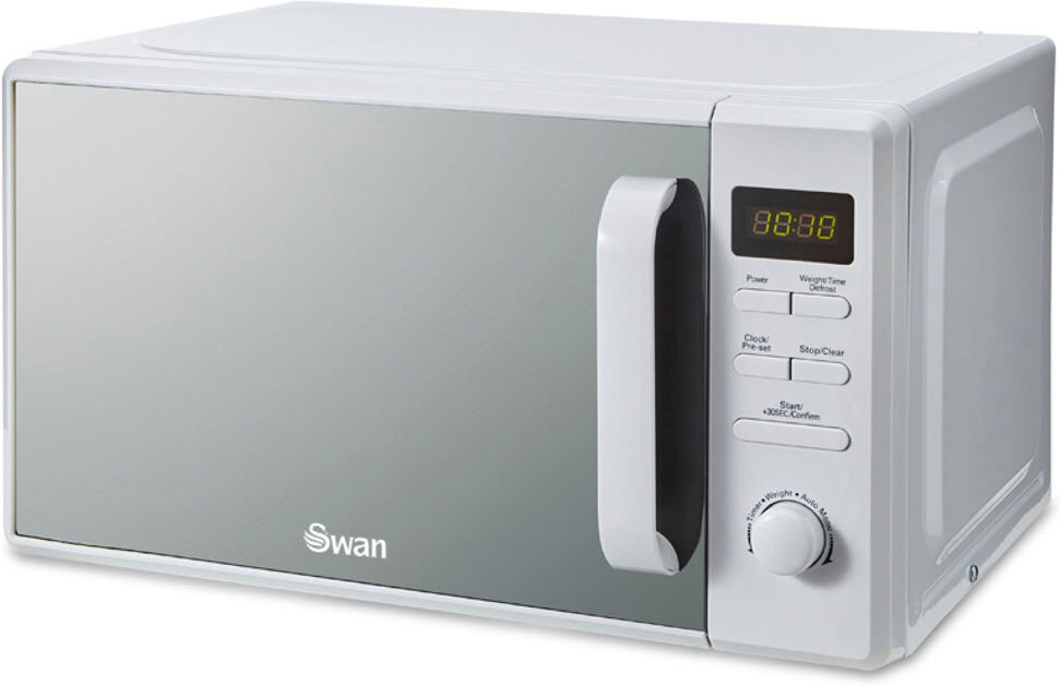 Swan Digital Microwave, 5 Power Levels, 7 Auto Cook Pre-sets, Defrost, LED Display, 20L, 800W White 29.1cm H X 48.8cm W X 38cm D