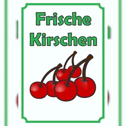HB-Druck Frische Kirschen Schild Hochkant A2 (420x594mm)