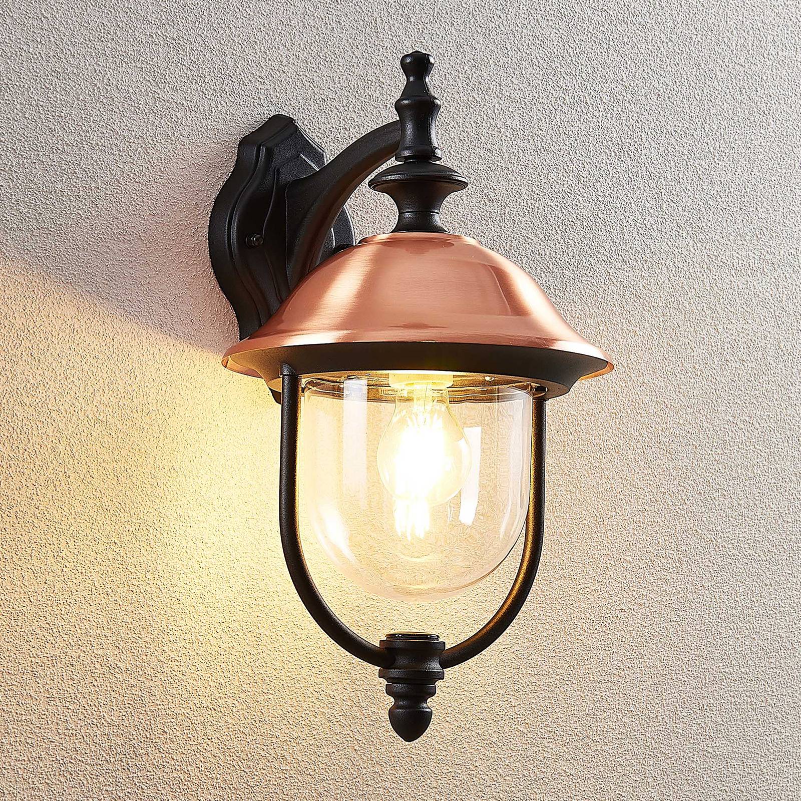 Außenwandleuchte Clint Lindby, dimmbar, kupfer, Aluminium, Vintage, Wandleuchte außen