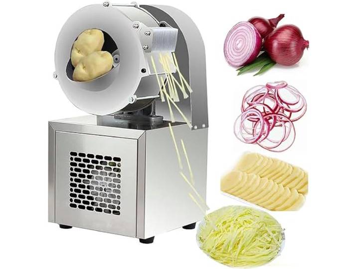 Kommerzieller Zwiebelschneider, Elektrische Gemüsezerkleinerungsmaschine, Hohe Effizienz, Schneiden Und Zerkleinern 2-in-1, Schneiden Von 2 Mm/2,5 Mm/3 Mm/4 Mm/5 Mm/6 Mm Optional