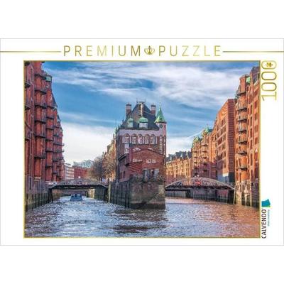 CALVENDO Puzzle Speicherstadt - Wasserschloss | 1000 Teile Lege-Größe 64x48cm Foto-Puzzle für glückliche Stunden