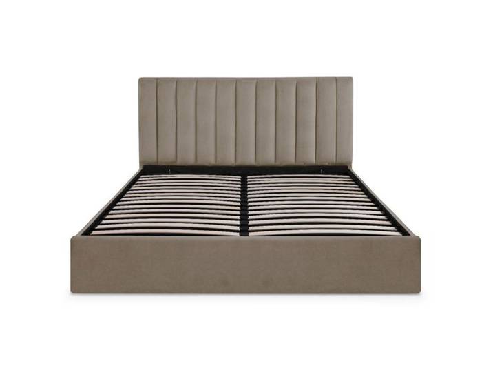 MOSAIKASA Lit Coffre Songe + Sommier Velours Taupe 180cm