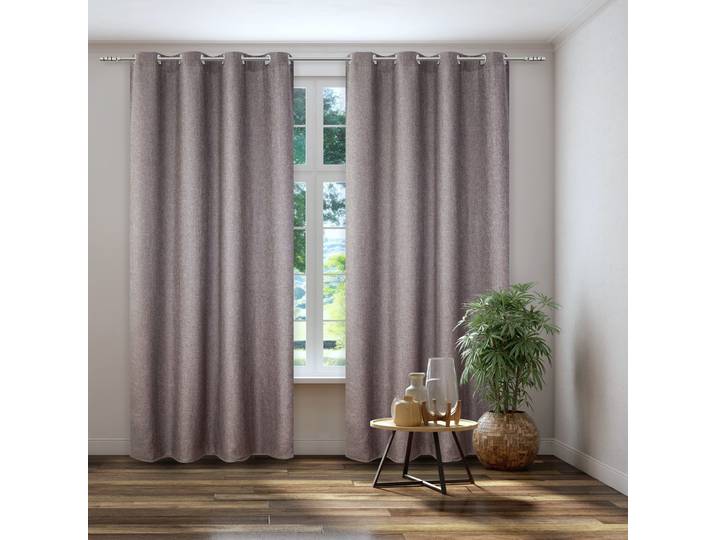 Vorhang KUTTI Dimout Gr. 2, braun, B:140cm H:145cm, Polyester, Gardinen, Vorhang, Verdunkelung, Thermo, isolierend, einfarbig