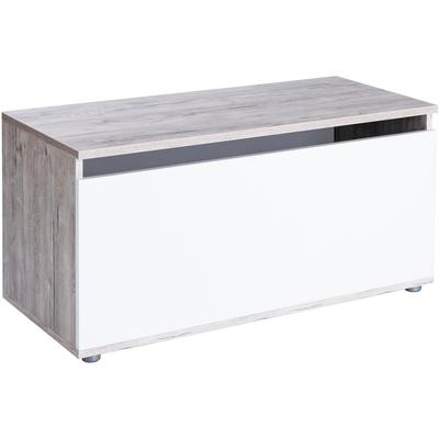 Truhe ARTHUR BERNDT "Bente", weiß (braun), B:90cm H:44cm T:40cm, Holzwerkstoff, Truhen, Spielzeugkiste mit Gasdruckfedern im modernen Design