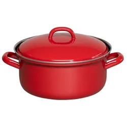 Riess Kasserolle mit Deckel Ø18cm 1,6L Color Rot Emaille