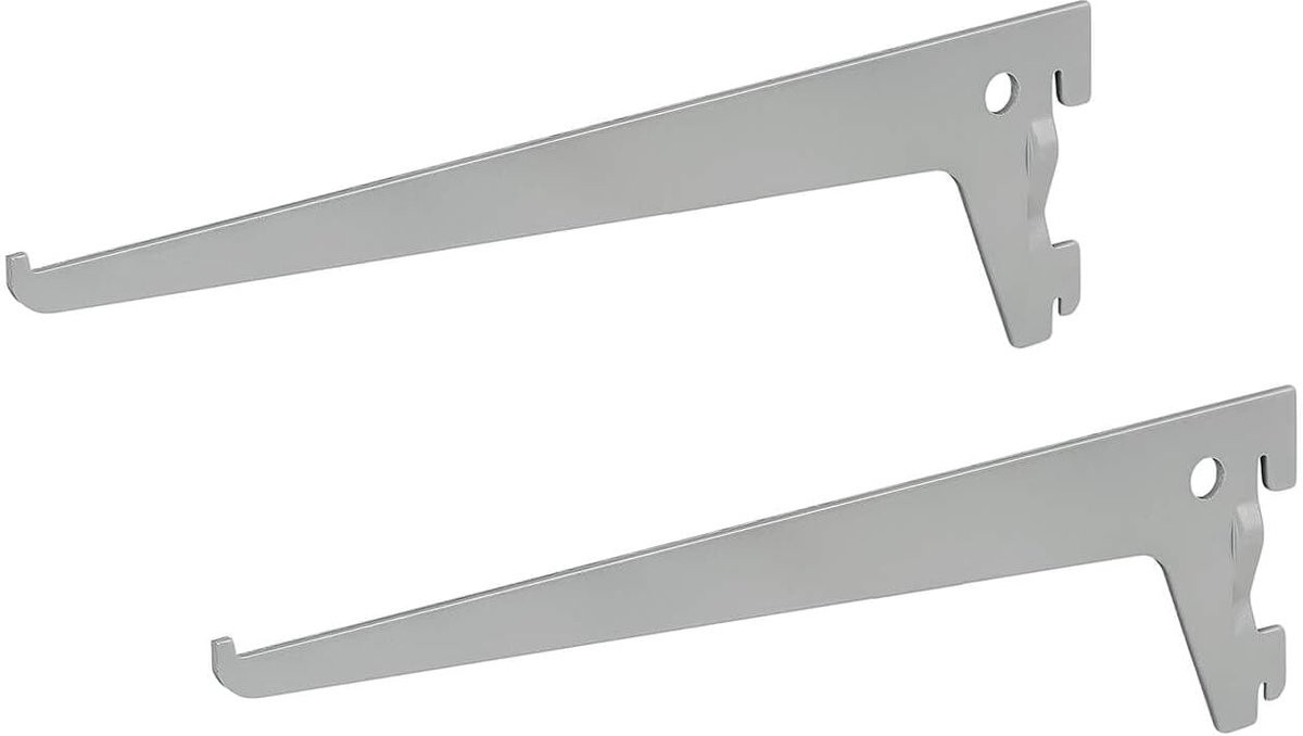 Siwitec Set van 2 Enkelgatsdragers in Wit Aluminium voor Plankrailsysteem, 150 x 50 mm
