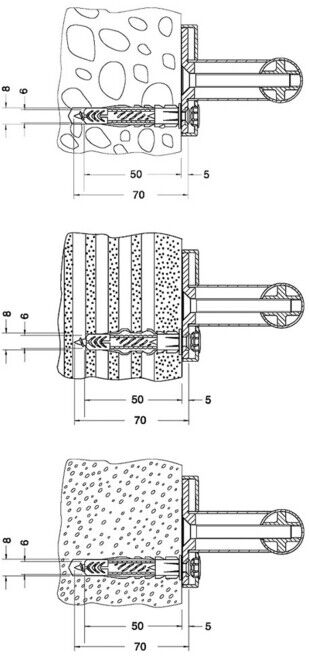 Keuco Kit de fixation n°1 Plan Care 3x vis à bois demi-ronde, 3x chevilles universelles (34990000100)
