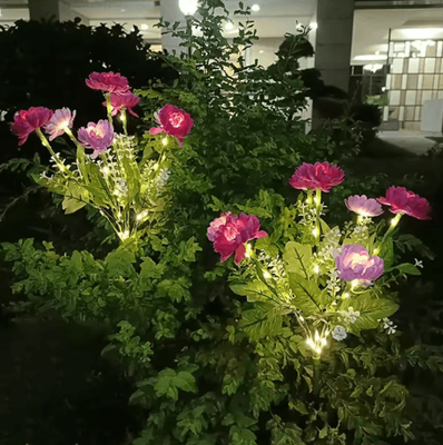 Inspire Picks Solar Snow Lotus Flower Garden Lights Waterproof Outdoor Lawn Decor 7 Head purple 1pc