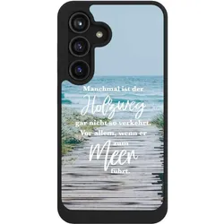 Nivocase Hülle für Samsung Galaxy S24 Handyhülle NIVOcore Case Schwarz Statement Strand Spruch (Samsung Galaxy S24), Smartphone Hülle, Schwarz