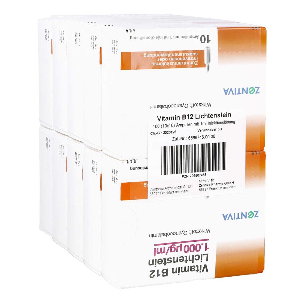 Zentiva Pharma GmbH Vitamin B12 1000 [my]g Lichtenstein Ampullen 03507455