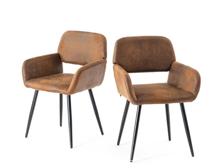 URBAN MEUBLE Lot de 2 Chaises de Salle à Manger en Similicuir Daim