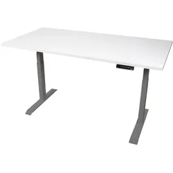 Stier, Schreibtisch, Elektrisch höhenverstellbarer Schreibtisch TSR 120x80cm weiss/silber