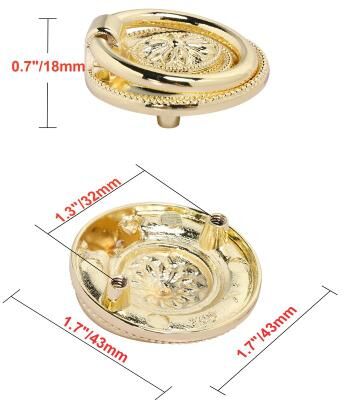 "Utopia Alley Medici Cabinet Ring Pull Knob - Decorative Cabinet Gold Drop Pull Knobs - Metal Drawer Pull Knobs 1 5/8"""