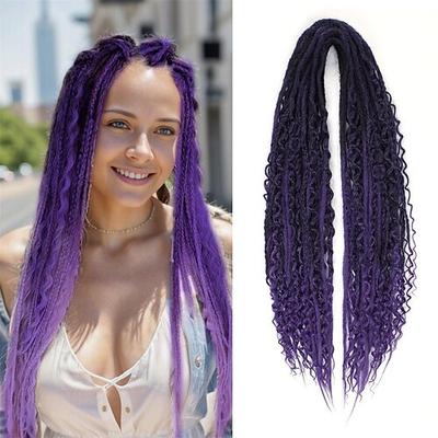 Dreadlock-Verlängerungen, doppelendig, 61 cm, 3-in-1-Set, gemischte hellbraune bis blonde Dreads, synthetische, lockige Enden, Hippie-Stil, gewellte Boho-Dreads, 20 Stränge, handgefertigte Dreads