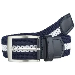 Alberto 8336 geflochtener Herrengürtel navy/weiss