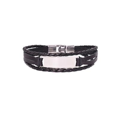 Lederarmband FIRETTI "Schmuck Geschenk Armschmuck ID-Armband- Optik", schwarz (edelstahlfarben, schwarz), Armbänder, Herren, 20cm, Edelstahl Leder, Edelstahl, Leder, Lederarmband, Made in Germany