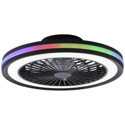 Deckenventilator, Deckenleuchte schwarz, Drehrichtungswechsel mit Rainbow RGB