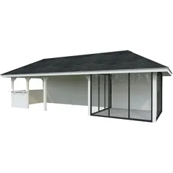 Palmako Pavillon Bianca 24,9 m2 Set 516 Slide Plus mit Isolierglas-Schiebetüren Lackierung in weiß