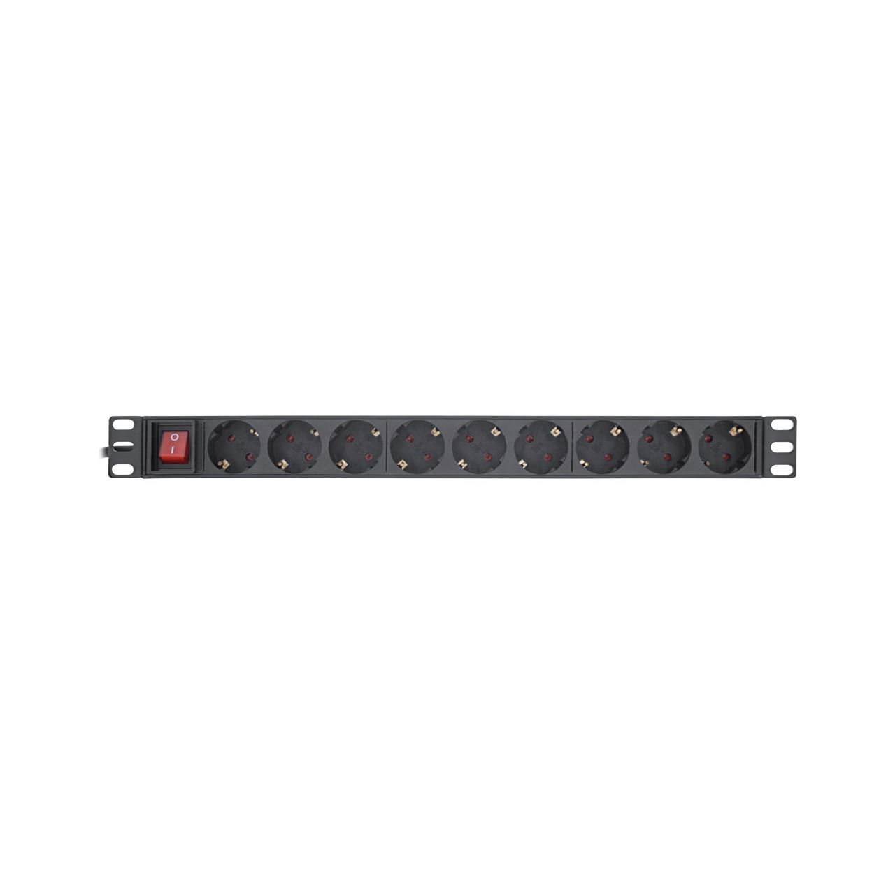 2.00m InLine 19" Steckdosenleiste, 9-fach Schutzkontakt, mit Schalter, schwarz