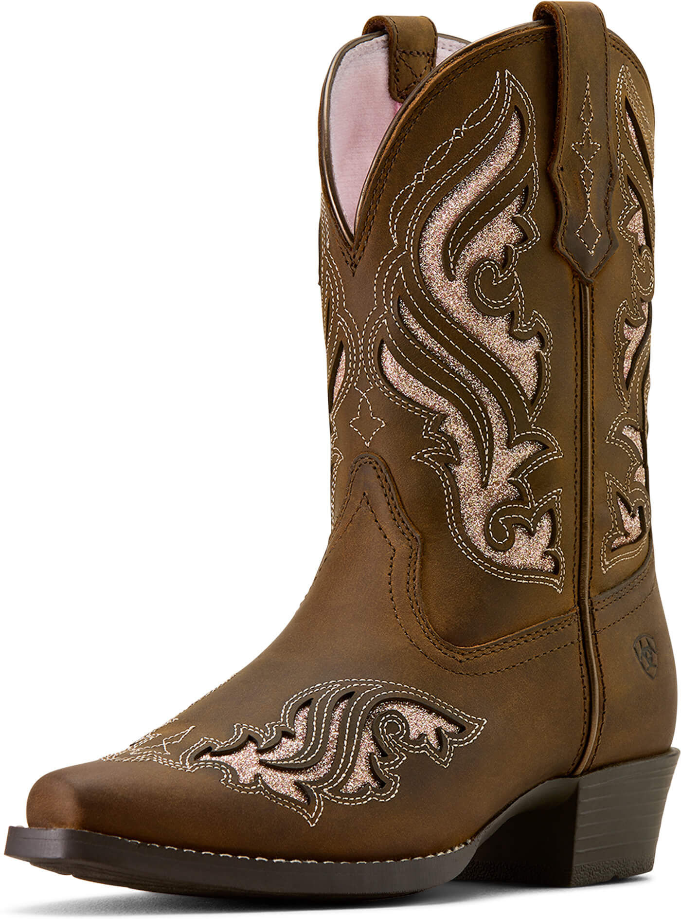 Kid's Fashion Bliss D Toe Western Boots in Sassy Brown, Size: 1 K B / Medium by Ariat